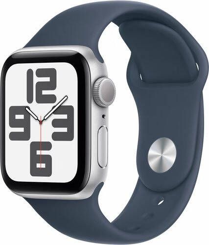 Apple Watch SE (2022) 40mm Zilver Aluminium Sportband S M Smartwatch Blauw