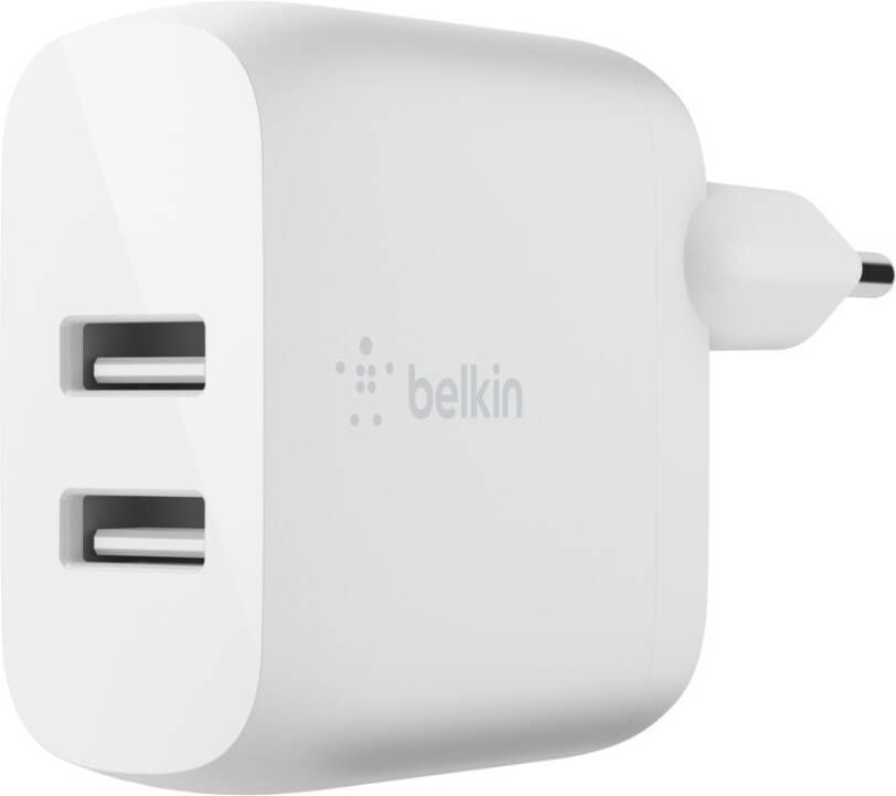 Belkin WCB002vfWH Dual USB-A Wall Charger 12W X2 WHT | Thuisladers | 0745883793655