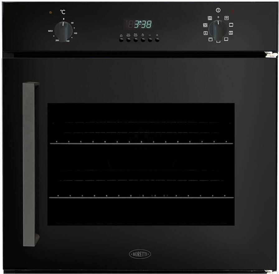 Boretti BPMDN60ZWR Multifunctionele Oven 60 cm Deur Rechtsdraaiend Zwart