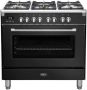 Boretti CFBG901ZW3 Gasfornuis 90cm 5 branders incl. Dual Fuel Enkele oven 87L ZW - Thumbnail 2