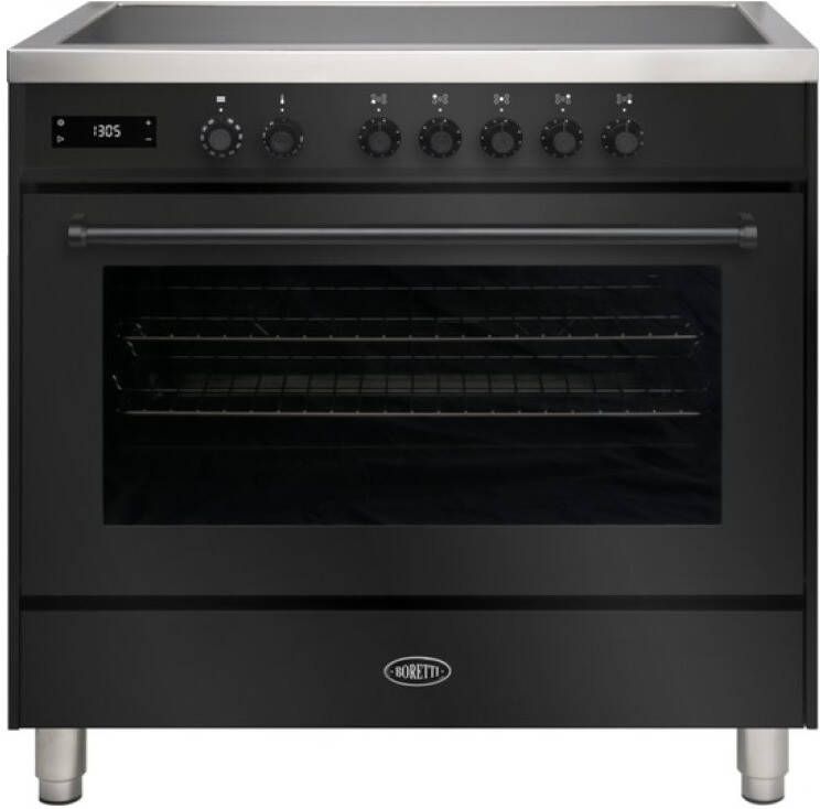 Boretti MLI95BZW Inductiefornuis Milano met Oven 5 Kookzones met Flex 90 cm Zwart