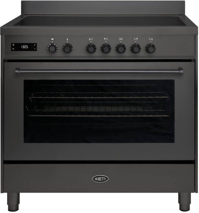 Boretti MLI95XMAT Inductiefornuis Milano met Oven 90 cm 5 Zones + Flex Antraciet Mat