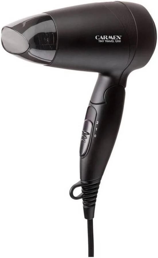 Carmen Tiny Travel TD1215 Compacte reisföhn 1200 watt Dual voltage Zwart
