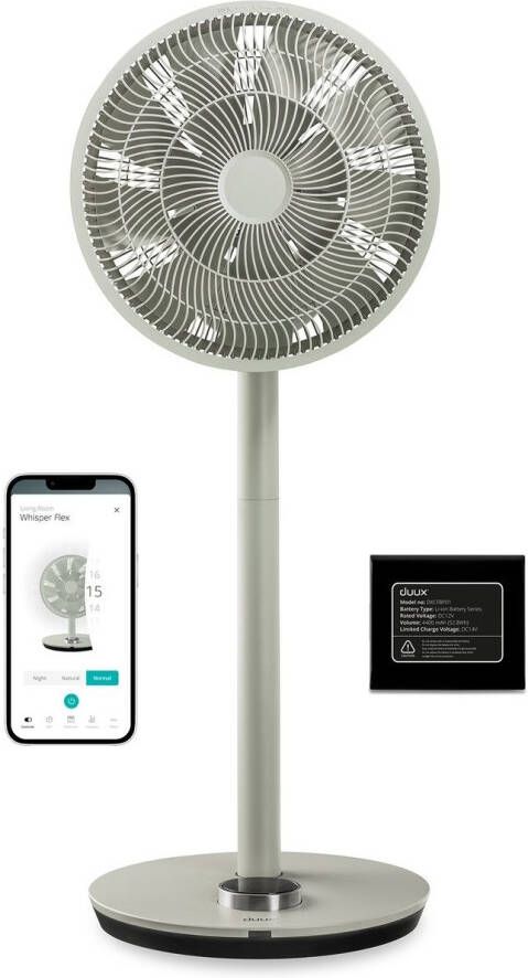 Duux Whisper Flex Smart Statiefventilator met Dock & Accu Staande Ventilator & Tafelventilator Sage