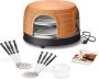 Emerio PO-116124.1 Pizzarette 8 Persoons Pre-bake functie Handgemaakte terracotta koepel 8 Geïsoleerde bak spatels RVS bakplaat Warmhoud functie - Thumbnail 2