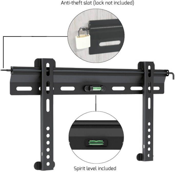 Cavus WMF001 muursteun vlak 32-55 inch TV beugel Zwart