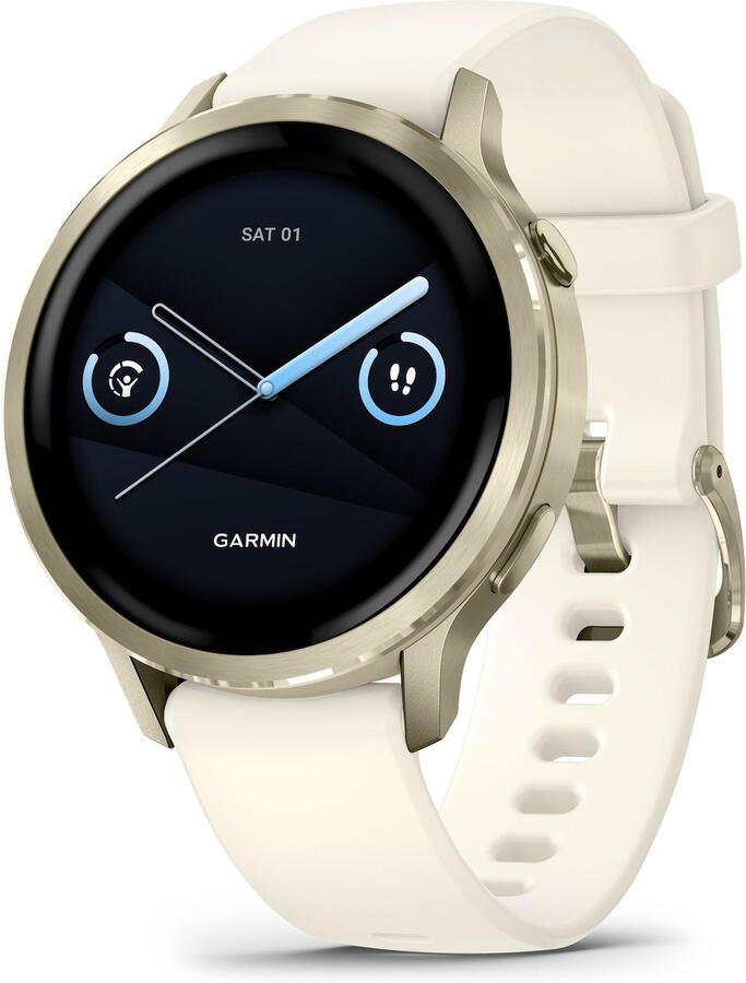 Garmin Venu 4 41 mm Lunar Gold met Bone siliconen bandje
