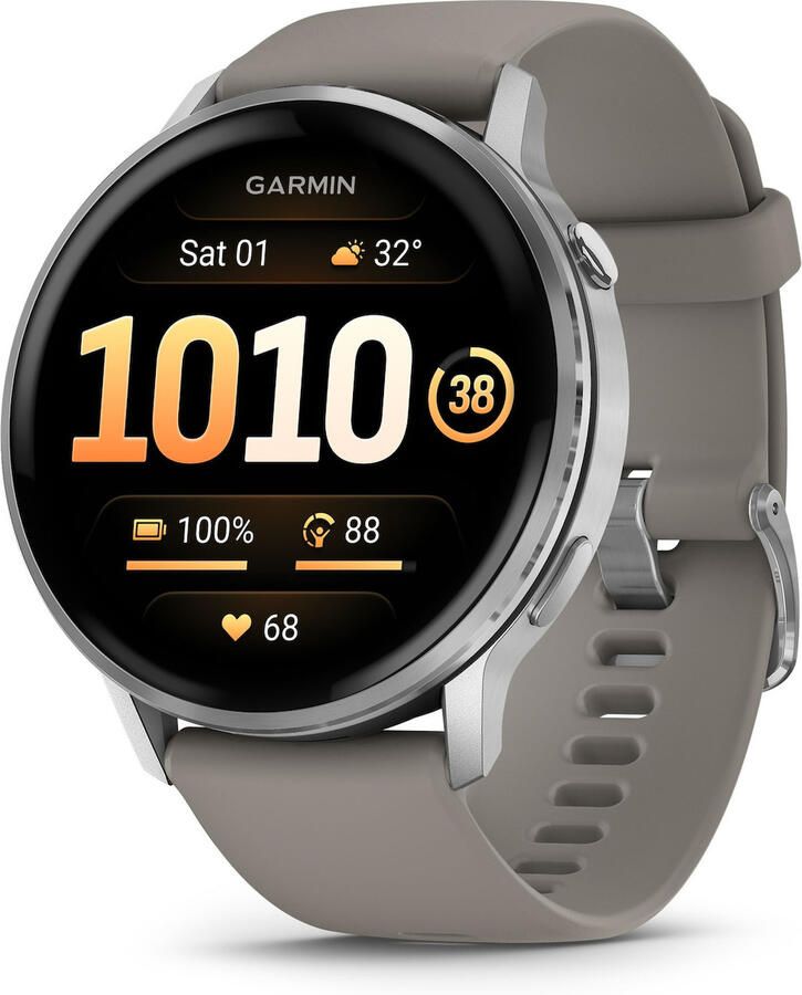 Garmin Venu 4 45 mm Zilver met zilvergrijze siliconen band - Foto 2