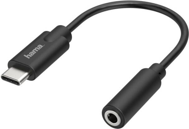 Hama Adapter USB-C naar audio-jack 3.5mm Mini jack kabel Zwart