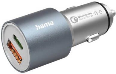 Hama Auto-oplader USB-C USB-A (1x20W PD 1x18W QC) 38W Oplader Grijs