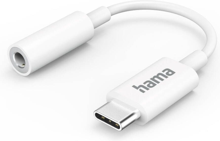 Hama Aux-adapter USB-C u 3 5-mm-jack-aansluiting Mini jack kabel Wit