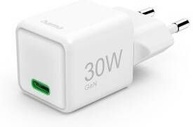 Hama Fast Charger USB-C PD QC GaN Super-Mini Charger 30 W Oplader Wit