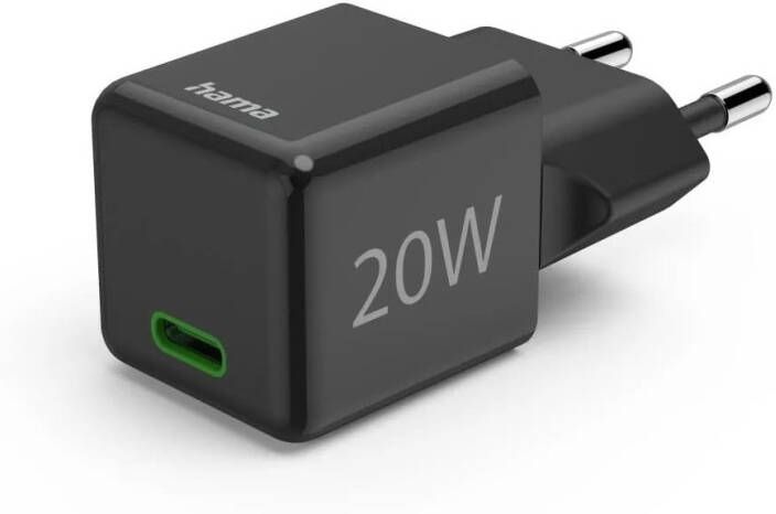 Hama Fast Charger USB-C PD Qualcomm Super-Mini Charger 20 W Oplader Zwart