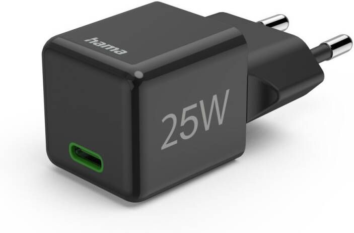 Hama Fast Charger USB-C PD Qualcomm Super-Mini Charger 25 W Oplader Zwart