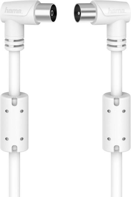 Hama Antennekabel coaxstekker coaxkoppeling 90 graden 3 0 m 90 dB TV accessoire Wit