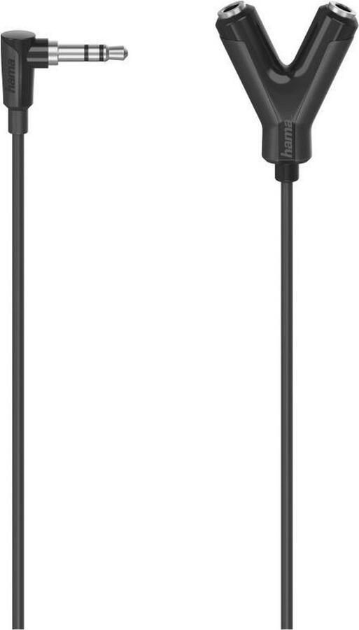 Hama Audio-adapter 3 5-mm-jack-stekker 2 x 3 5-mm-jack-koppeling stereo Mini jack kabel Zwart