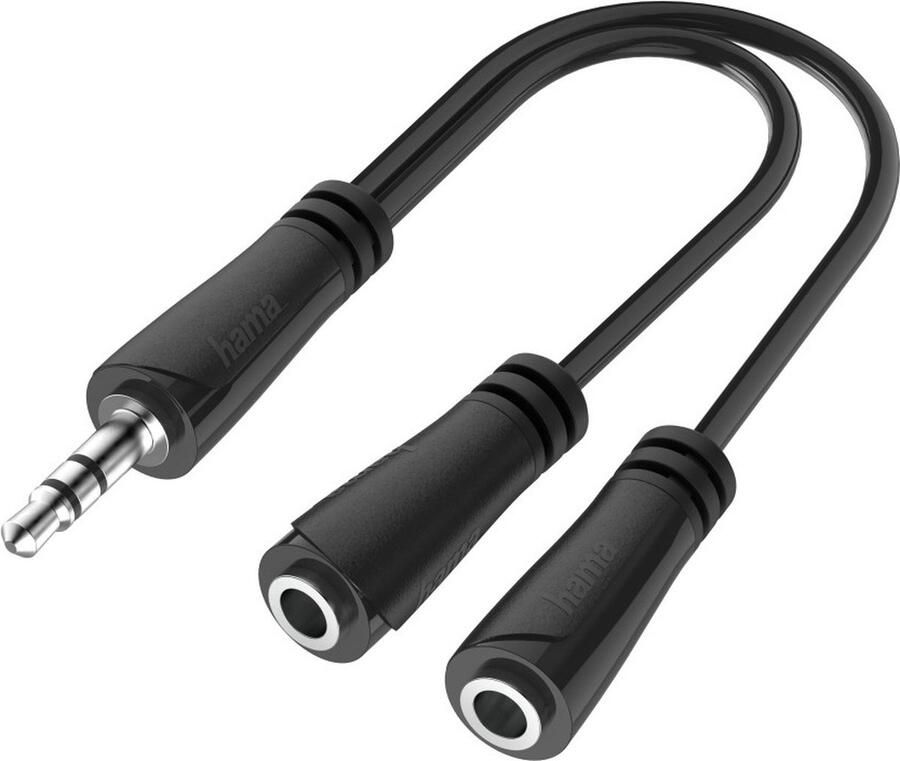 Hama Audio adapter jack 3.5mm 2x 3.5mm jack Headphone Splitter Stereo Mini jack kabel Zwart