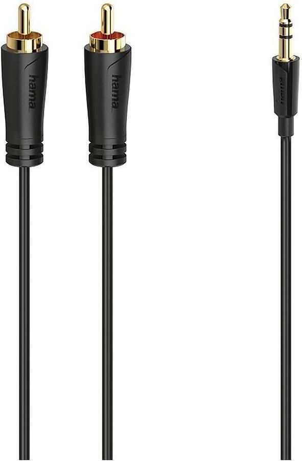 Hama Audiokabel 3 5-mm-jack-stekker 2 cinch-stekker stereo verguld 3 0 m Mini jack kabel Zwart