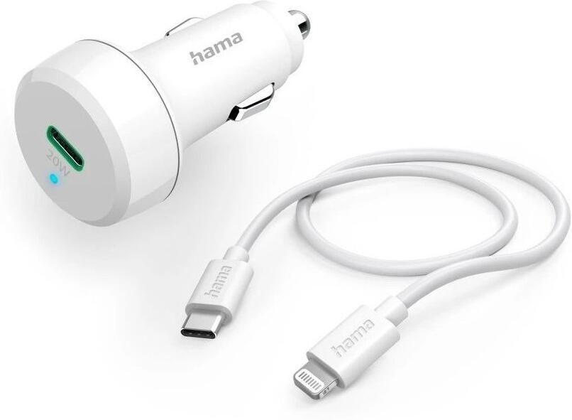 Hama Auto-oplaadset Lightning Power Delivery (PD) 20W Oplader Wit