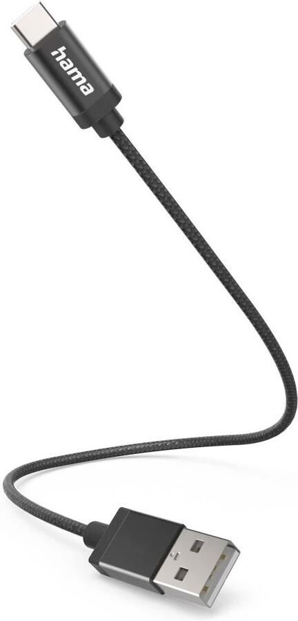 Hama Charging Cable USB-A USB-C 0.2 m Nylon Oplader Zwart