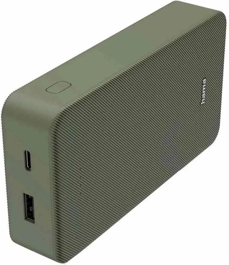 Hama Colour 20 Power Pack 20000 mAh 2 Outputs:USB-C USB-A Powerbank Groen