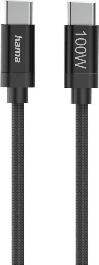 Hama Fabric USB-C 100W 1.5 m nylon Oplader Zwart