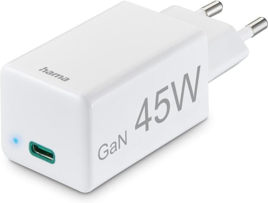 Hama Fast Charger USB-C PD QC GaN Super-Mini Charger 45 W Oplader Wit