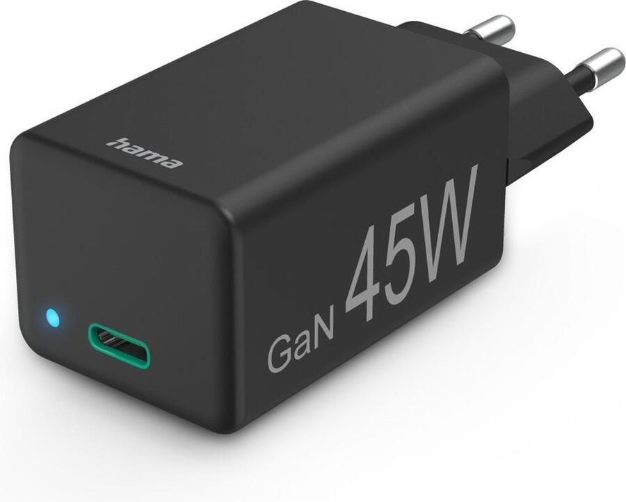 Hama Fast Charger USB-C PD QC GaN Super-Mini Charger 45 W Oplader Zwart
