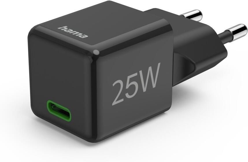 Hama Fast Charger USB-C PD Qualcomm Super-Mini Charger 25 W Oplader Zwart