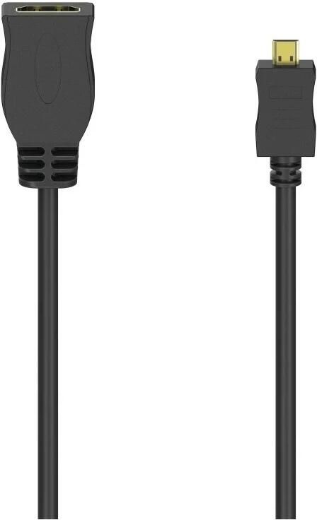 Hama HDMI-kabeladapter type D (Micro) type A koppeling ethernet verguld HDMI kabel Zwart