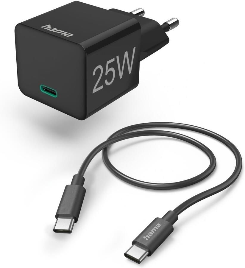 Hama Mini-charger set USB-C 25 Watt PD Oplader Zwart