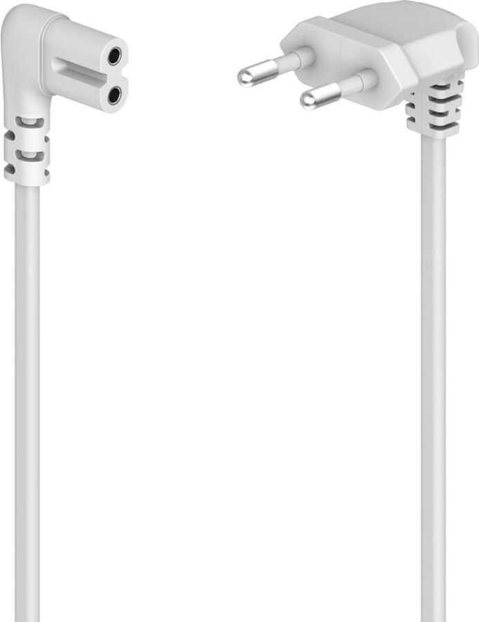 Hama Netsnoer aan beide zijden haaks Euro-stekker dubbele groef C7 1 5 m Desktop accessoire Wit