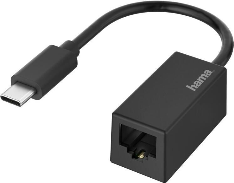 Hama NETWERK-ADAPTER USB-C-STEKKER LAN ETHERNET-AANSLUITING GIGABIT-ETHERNET Wifi adapter Zwart