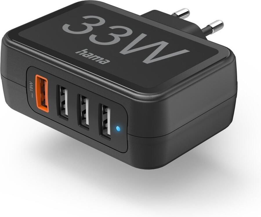 Hama USB-oplader USB oplaadstation met 4 poorten 33 watt 4-in-1 USB oplader Quick Charge 3.0