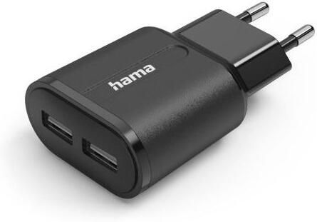 Hama Oplader 2x USB-A 12W Oplader Zwart