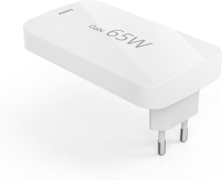 Hama Snellader 2x USB-C 1x USB-A platte mini-oplader PD 65 W Oplader Wit