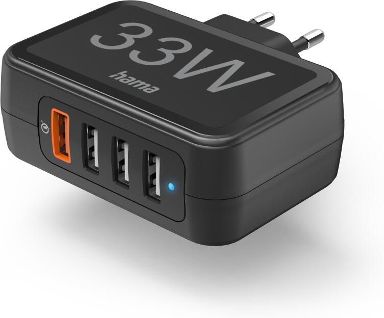 Hama Snellader 4 poorts 4x USB-A 33 W Oplader Zwart