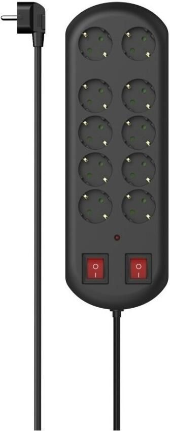 Hama Stekkerdoos 10-voudig overspanningsbev. twee schakelaars 2 m Desktop accessoire Zwart
