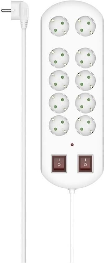 Hama Stekkerdoos 10-voudig overspanningsbev. twee schakelaars 2 m Kabel Wit