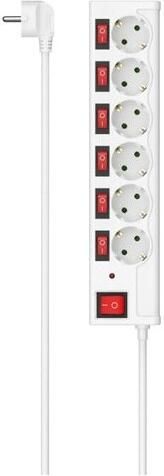 Hama Stekkerdoos 6-voudig overspanningsbev. ind. schakelbaar 1 4m Desktop accessoire Wit