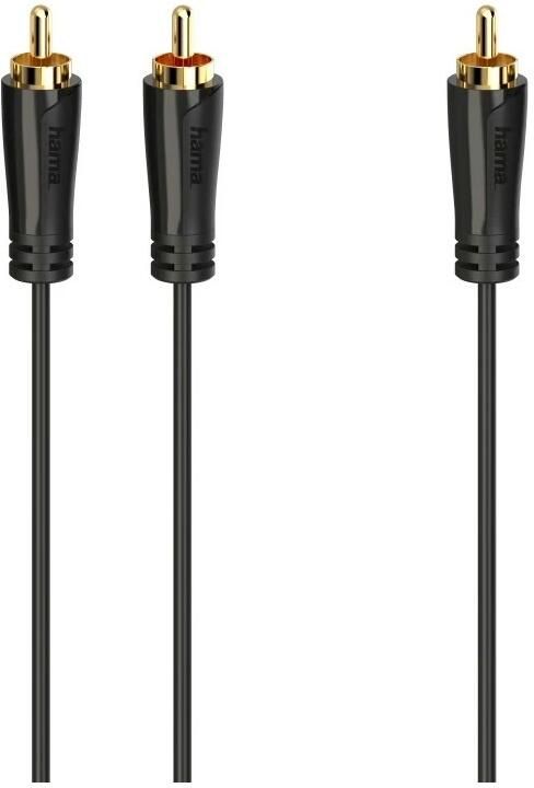 Hama Subwooferkabel cinch-stekkers 2 cinch-stekkers verguld 5 0 m Luidspreker kabel Zwart