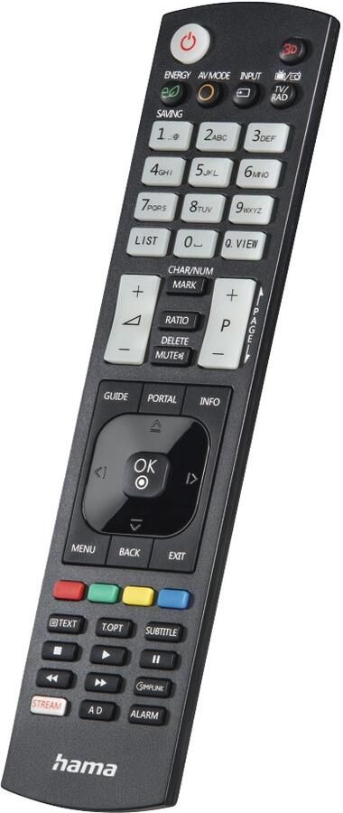 Hama Universal Remote Control voor LG TVs IR Teachable Illuminating Buttons Afstandsbediening Zwart