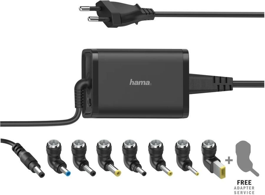Hama UNIVERSELE NOTEBOOK-NETADAPTER 15-19V 65W Voeding Zwart