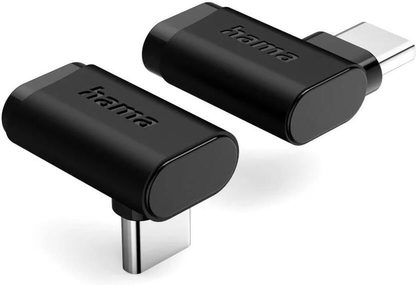 Hama USB-C-hoekadapter 90° USB 3.2 Gen2 10 Gbit s 5A 240W set van 2 Desktop accessoire Zwart