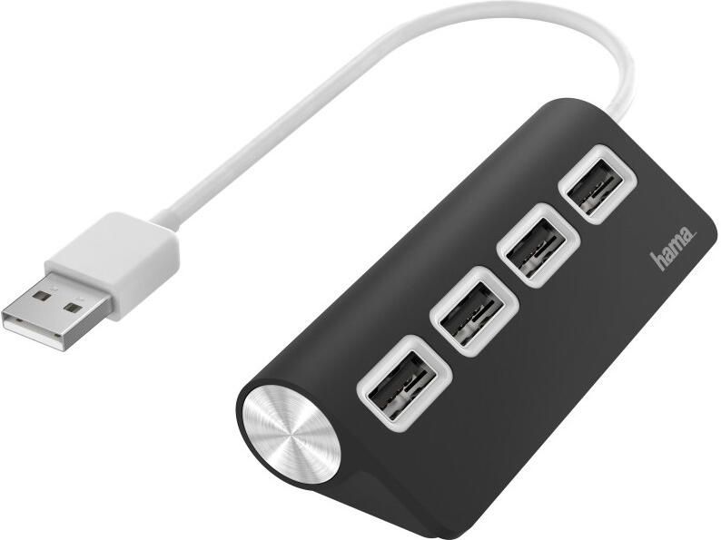 Hama USB-HUB 4-POORTS USB 2.0 480 MBIT S USB Hub Zwart