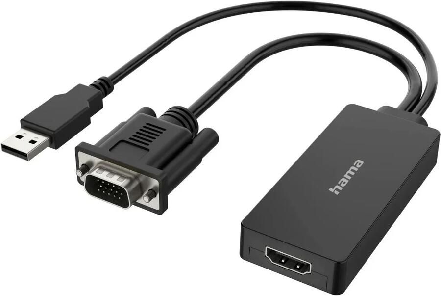 Hama Video-adapter VGA+USB-stekker HDMI-aansluiting Full-HD 1080p HDMI kabel Zwart
