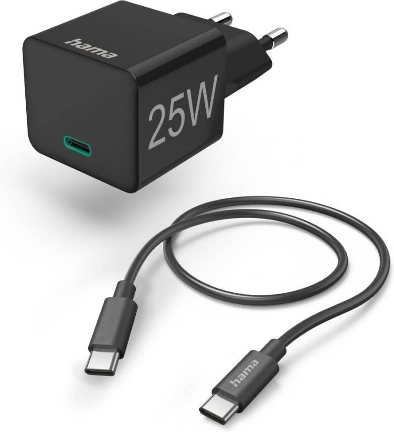 Hama Mini-charger set USB-C 25 Watt PD Oplader Zwart