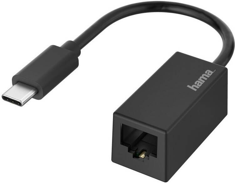 Hama NETWERK-ADAPTER USB-C-STEKKER LAN ETHERNET-AANSLUITING GIGABIT-ETHERNET Wifi adapter Zwart