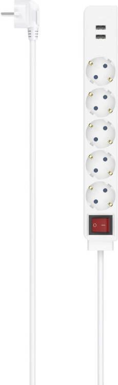 Hama Stekkerdoos 5-voudig USB-A 17W schakelaar 1 4 m Desktop accessoire Wit