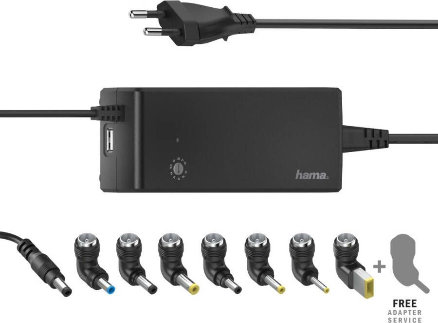 Hama UNIVERSELE NOTEBOOK-NETADAPTER 12-22V 90W Voeding Zwart